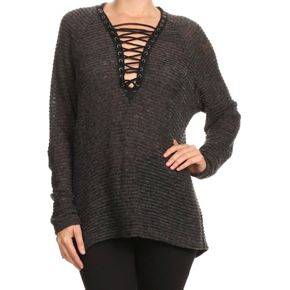 ANY OFFER Tunic OnTwelfth Ribbed Lace Up